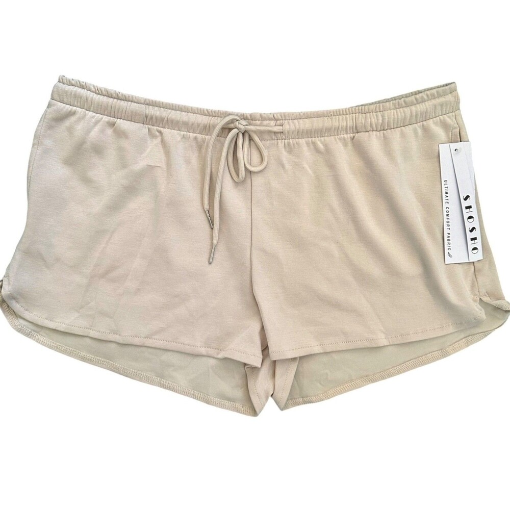 ShoSho Junior's Drawstring Active Shorts Stretch, Sweat Wicking Size XL Beige
